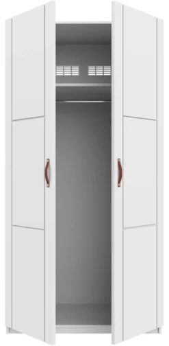 Lifetime Schrank 100cm mit 2 Türen und Kleiderstange weiß lackiert