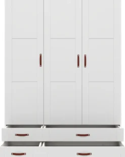 Lifetime Schrank 150cm mit 3 Türen und 4 Schubladen weiß lackiert
