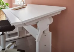 Lifetime Schreibtisch 120cm höhenverstellbar/schrägstellbar weiß lackiert
