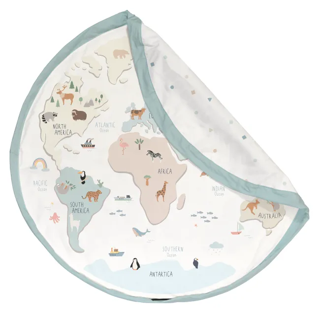 Play&Go Prints 2 in 1 Spielzeugsack Ø140cm Weltkarte bunt