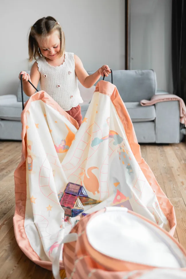 Play&Go Soo Spielmatte Ø140cm mit Stauraum Eimer fairyworld