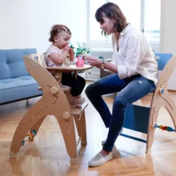 QuarttoLino® multifunktionaler Kinderhochstuhl aus Holz Braun Sale