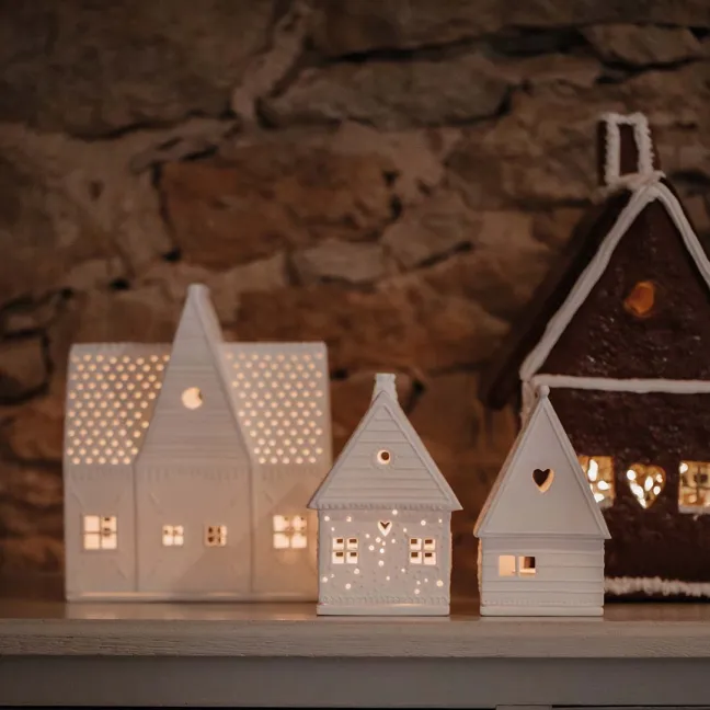 räder Lichthaus Lebkuchenhaus groß Porzellan weiß