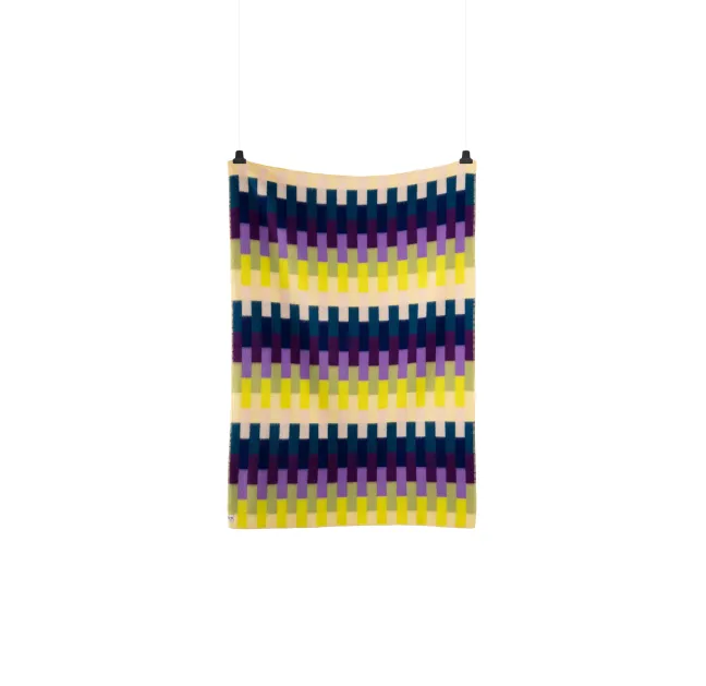 Roros Tweed ÅSMUND BOLD Lammwolldecke 135x200cm gelb/blau 4152