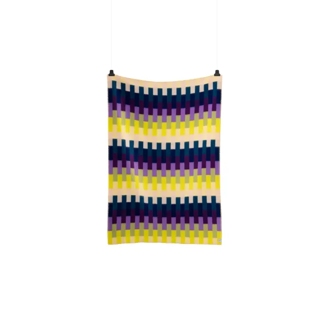 Roros Tweed ÅSMUND BOLD Lammwolldecke 135x200cm gelb/blau 4152