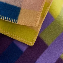 Roros Tweed ÅSMUND BOLD Lammwolldecke 135x200cm gelb/blau 4152
