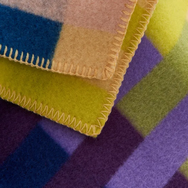 Roros Tweed ÅSMUND BOLD Lammwolldecke 135x200cm gelb/blau 4152