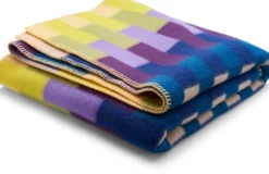 Roros Tweed ÅSMUND BOLD Lammwolldecke 135x200cm gelb/blau 4152