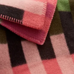 Roros Tweed ASMUND BOLD Lammwolldecke 135 x 200cm rosa/grün 4151