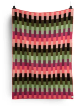 Roros Tweed ASMUND BOLD Lammwolldecke 135 x 200cm rosa/grün 4151