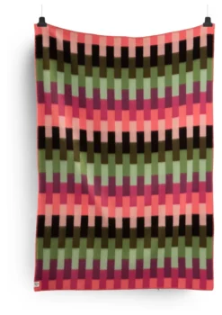 Roros Tweed ASMUND BOLD Lammwolldecke 135 x 200cm rosa/grün 4151