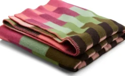 Roros Tweed ASMUND BOLD Lammwolldecke 135 x 200cm rosa/grün 4151