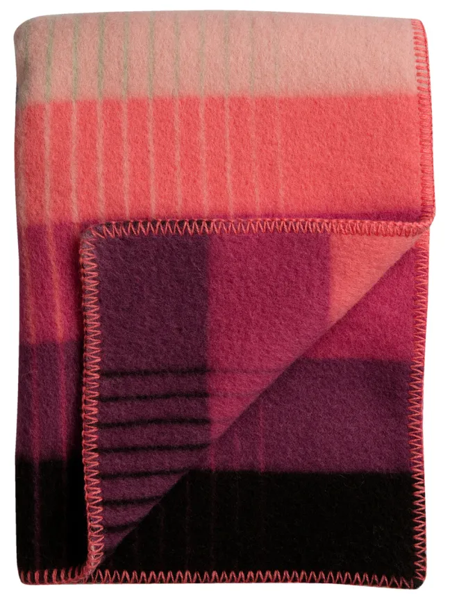 Roros Tweed ÅSMUND GRADIENT Lammwolldecke 200 x 135 cm rosa/grün 4251