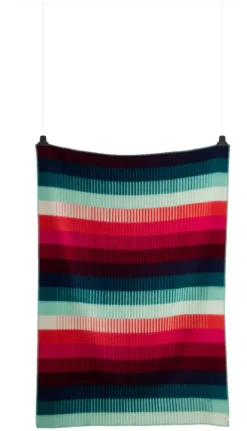 Roros Tweed ÅSMUND GRADIENT Lammwolldecke 200 x 135 cm rot/türkis 4253