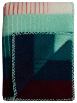 Roros Tweed ÅSMUND GRADIENT Lammwolldecke 200 x 135 cm rot/türkis 4253