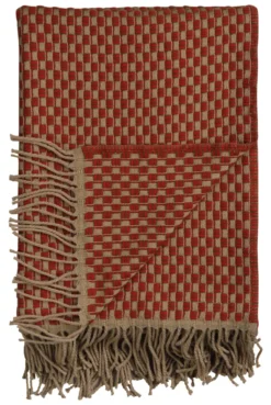 Roros Tweed ISAK Lammwolldecke 150 x 210cm Rot Sumac Throw 5353