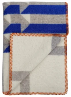 Roros Tweed KVAM Lammwolldecke 135 x 200cm blau 5214