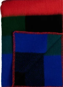 Roros Tweed MIKKEL Wolldecke 135x200cm blau/rot 3751