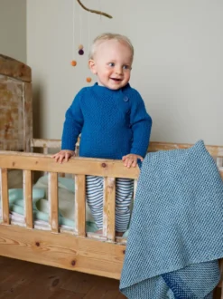 Roros Tweed UNA Lammwolldecke 200 x 150cm blau 3854