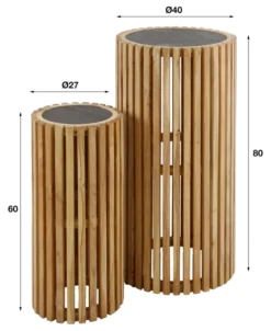 Rubjerg Design Blumentisch Slate 2er Set rund Akazie/Schiefer