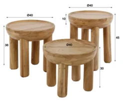 Rubjerg Design Couchtisch 3er Set Akazie massiv natur Sale