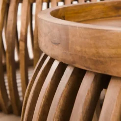 Rubjerg Design Couchtisch 2er Set Tweak Curve Ø80/Ø60cm Mangoholz massiv sandfarben