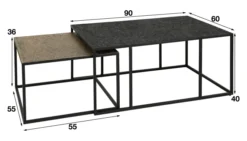 Rubjerg Design Couchtisch Iron rechteckig 2er Set Eisen grau