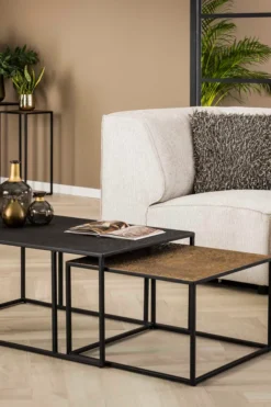 Rubjerg Design Couchtisch Iron rechteckig 2er Set Eisen grau