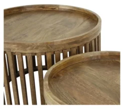 Rubjerg Design Couchtisch Set Tweak Ø65cm/Ø50cm Mangoholz massiv sandfarben