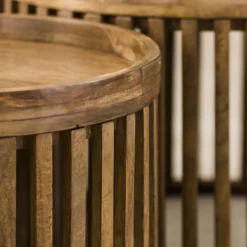 Rubjerg Design Couchtisch Set Tweak Ø65cm/Ø50cm Mangoholz massiv sandfarben