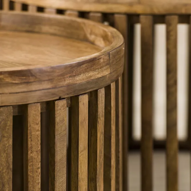 Rubjerg Design Couchtisch Set Tweak Ø65cm/Ø50cm Mangoholz massiv sandfarben