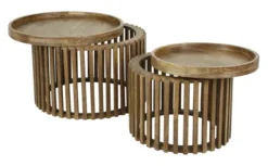 Rubjerg Design Couchtisch Set Tweak Ø65cm/Ø50cm Mangoholz massiv sandfarben