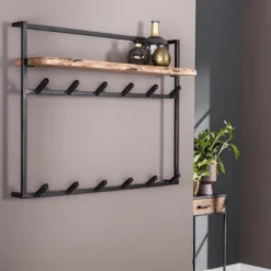 Rubjerg Design Garderobe Air Solid 12 Haken und Hutablage Akazie massiv natur