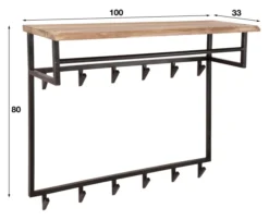 Rubjerg Design Garderobe Edge hoch 12 Haken mit Hutablage Akazie massiv natur