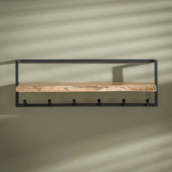 Rubjerg Design Garderobe Edge 2 mit 6 Haken Metall/Akazie massiv natur