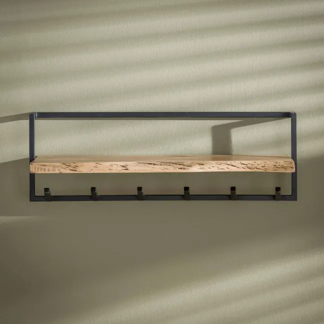 Rubjerg Design Garderobe Edge 2 mit 6 Haken Metall/Akazie massiv natur