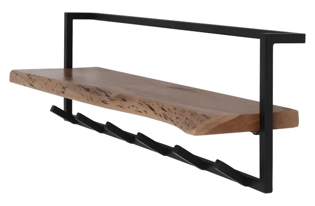 Rubjerg Design Garderobe Edge 2 mit 6 Haken Metall/Akazie massiv natur
