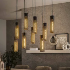Rubjerg Design Hängelampe Tube mesh 9 Leuchten Metall Artic schwarz