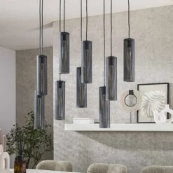 Rubjerg Design Hängelampe Tube mesh 9 Leuchten Metall Artic schwarz