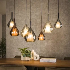 Rubjerg Design Hängelampe Wings 7 Leuchten Glas Schwarz