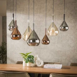 Rubjerg Design Hängelampe Wings 7 Leuchten Glas Schwarz