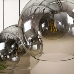Rubjerg Design Hängeleuchte Bubble shaded 3 Leuchten Rauchglas altsilber