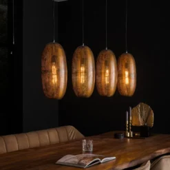 Rubjerg Design Hängeleuchte Cosmic 4 Leuchten Antik Bronze/Glas