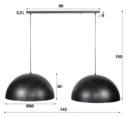Rubjerg Design Hängeleuchte Dome 2 Leuchten Metall schwarz