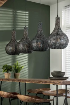 Rubjerg Design Hängeleuchte Kegel 4 Leuchten Metall schwarz/braun