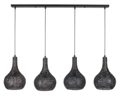 Rubjerg Design Hängeleuchte Kegel 4 Leuchten Metall schwarz/braun