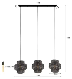 Rubjerg Design Hängeleuchte Lantern 3 Leuchten Metall schwarz/braun