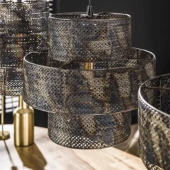 Rubjerg Design Hängeleuchte Lantern 3 Leuchten Metall schwarz/braun