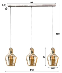 Rubjerg Design Hängeleuchte 3 Leuchten Glas braun