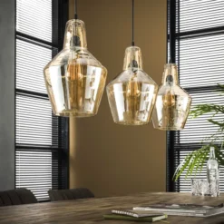 Rubjerg Design Hängeleuchte 3 Leuchten Glas braun
